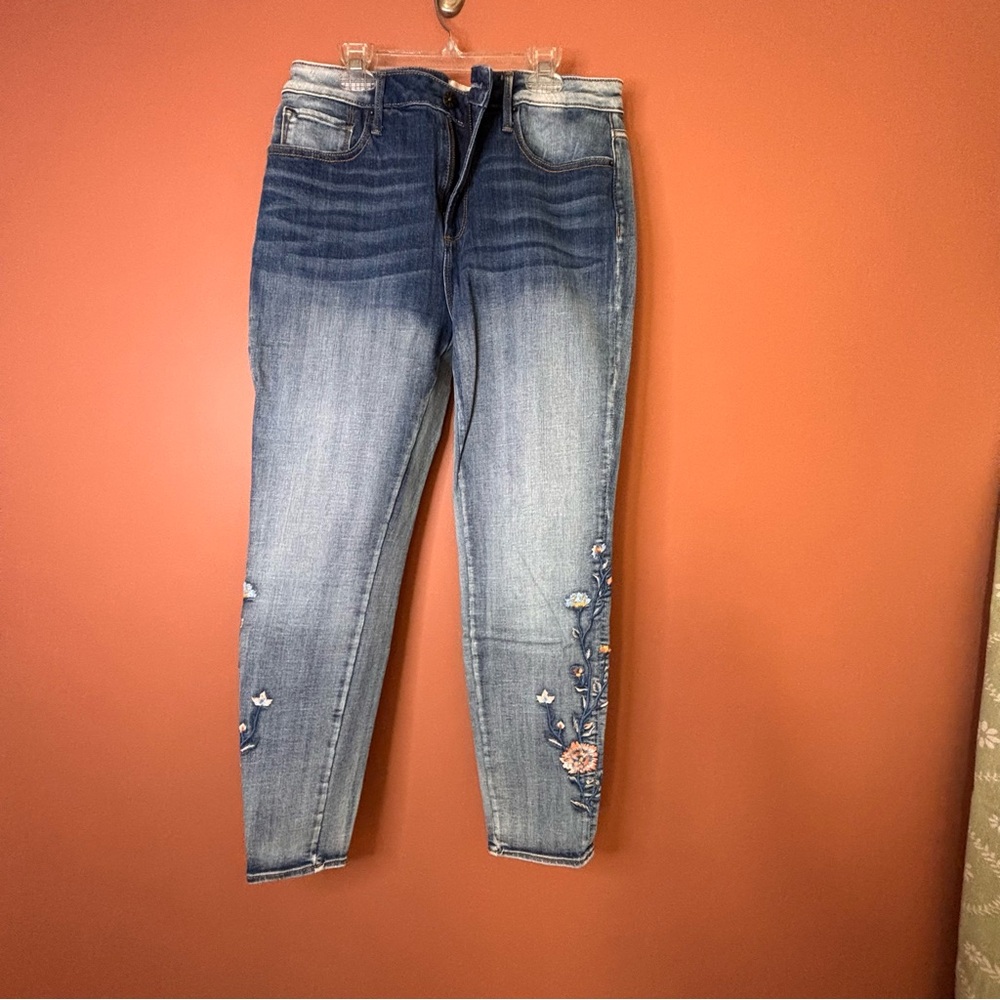 DRIFTWOOD Blue Floral Embroidered Jeans